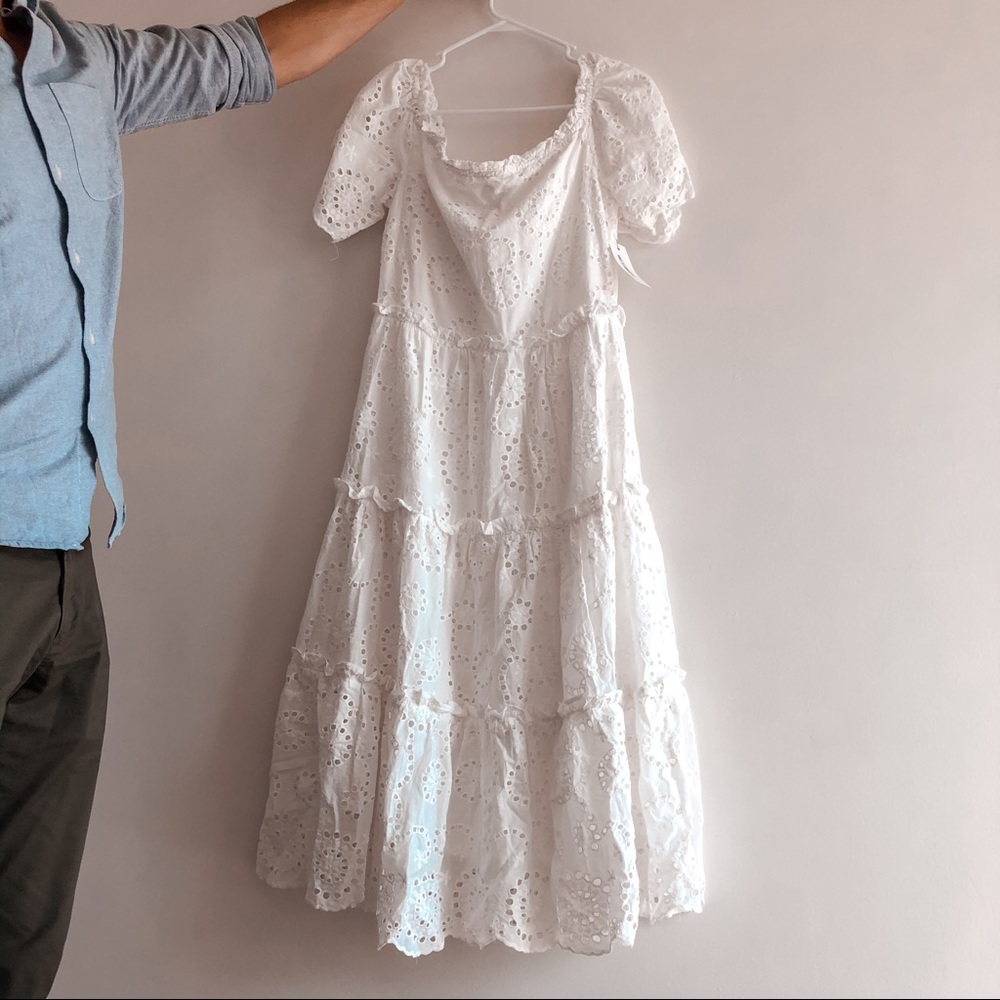 Red Dress boutique white eyelet midi dress Large